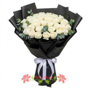White Charm bouquet (35 White Roses) - Florist-Phuket
