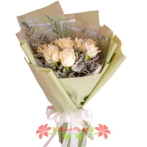 9 White Roses bouquet from Florist-Phuket