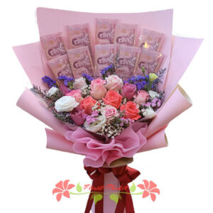 Flower-Money bouquet 15 Roses + 1000 THB (2 days)