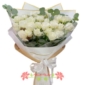 20 White Roses bouquet - Flower Delivery Phuket