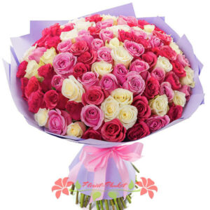 100 White and Pink Roses - Phuket flower delivery