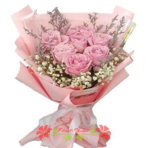 Cheery Pink bouquet - Phuket Flower Shop (8 Pink Roses bouquet)