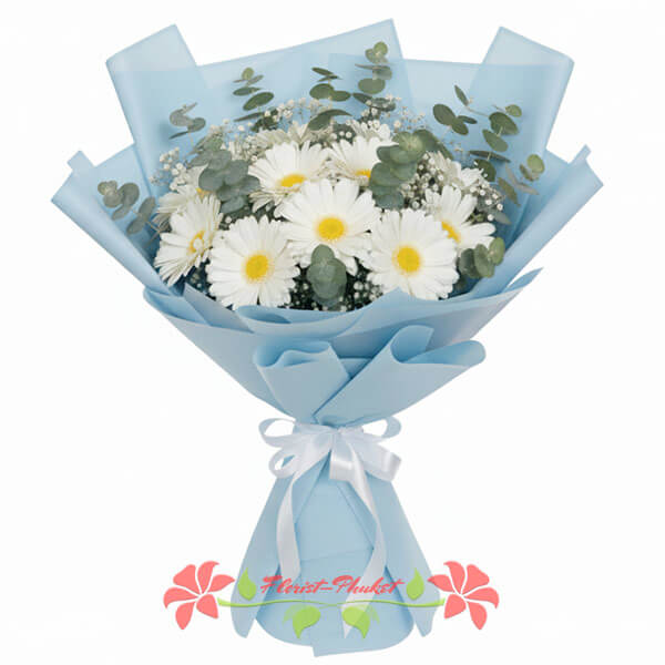 12 White Gerberas bouquet (The Cloud Whisper Bouquet) from Florist-Phuket