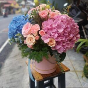 Pink and Blue flower box - (Original size of box) Florist-Phuket flower shop